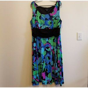 Perceptions Size 22W Sleeveless fit and flare high waist bright colorful Dress